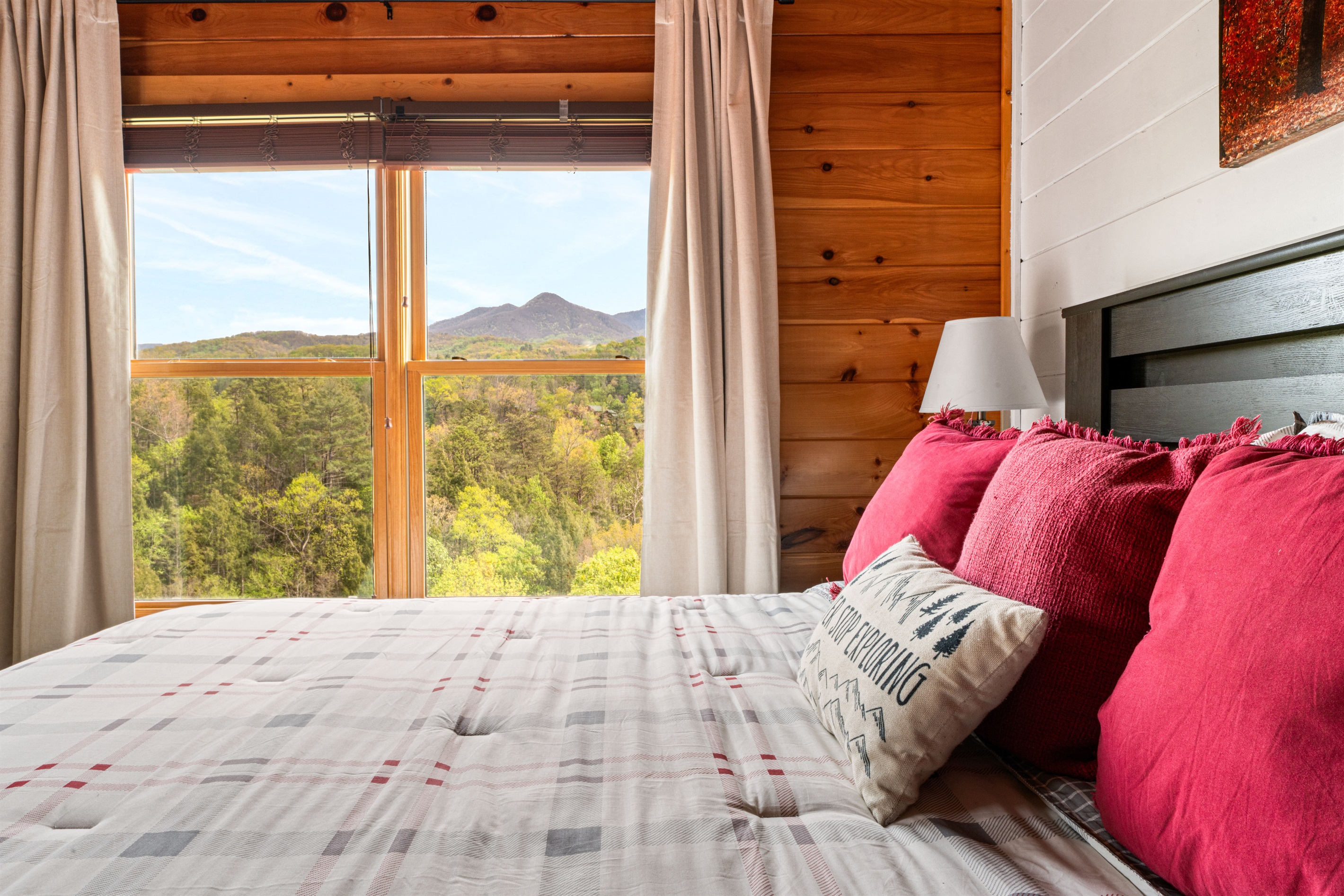 The Mt. LeConte Suite boasts the best bedroom views of the cabin.