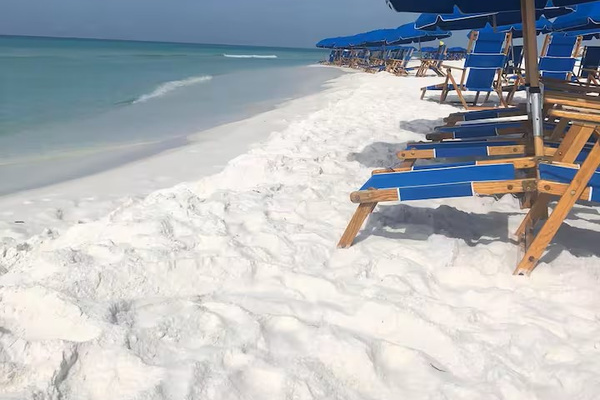 Soak in the fresh ocean air as you recline in the rentable beach chairs.