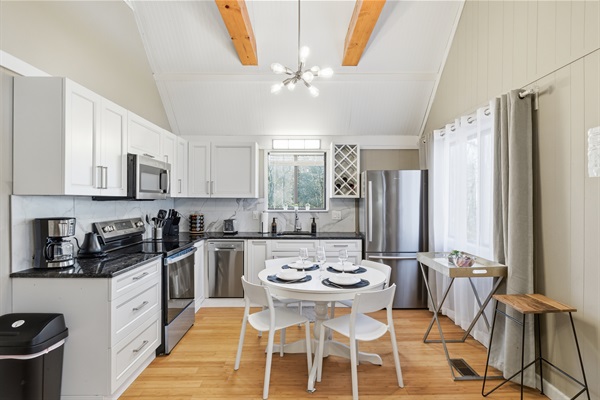 Kitchen with stainless steel appliances