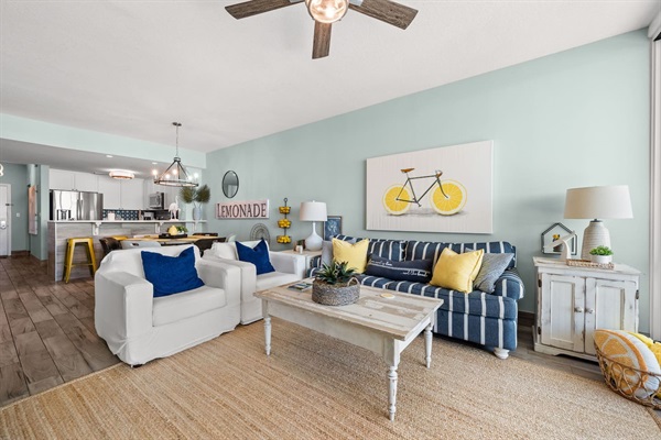 Family room with Queen sleeper sofa