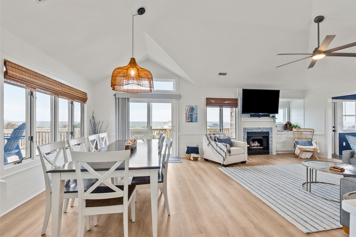 Open-concept layout connecting dining and living areas with great natural light.