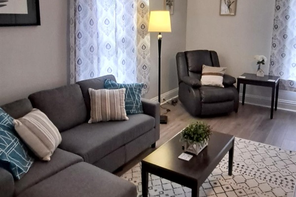Elegant and cozy—relax in this stylish living space after a day of adventure.