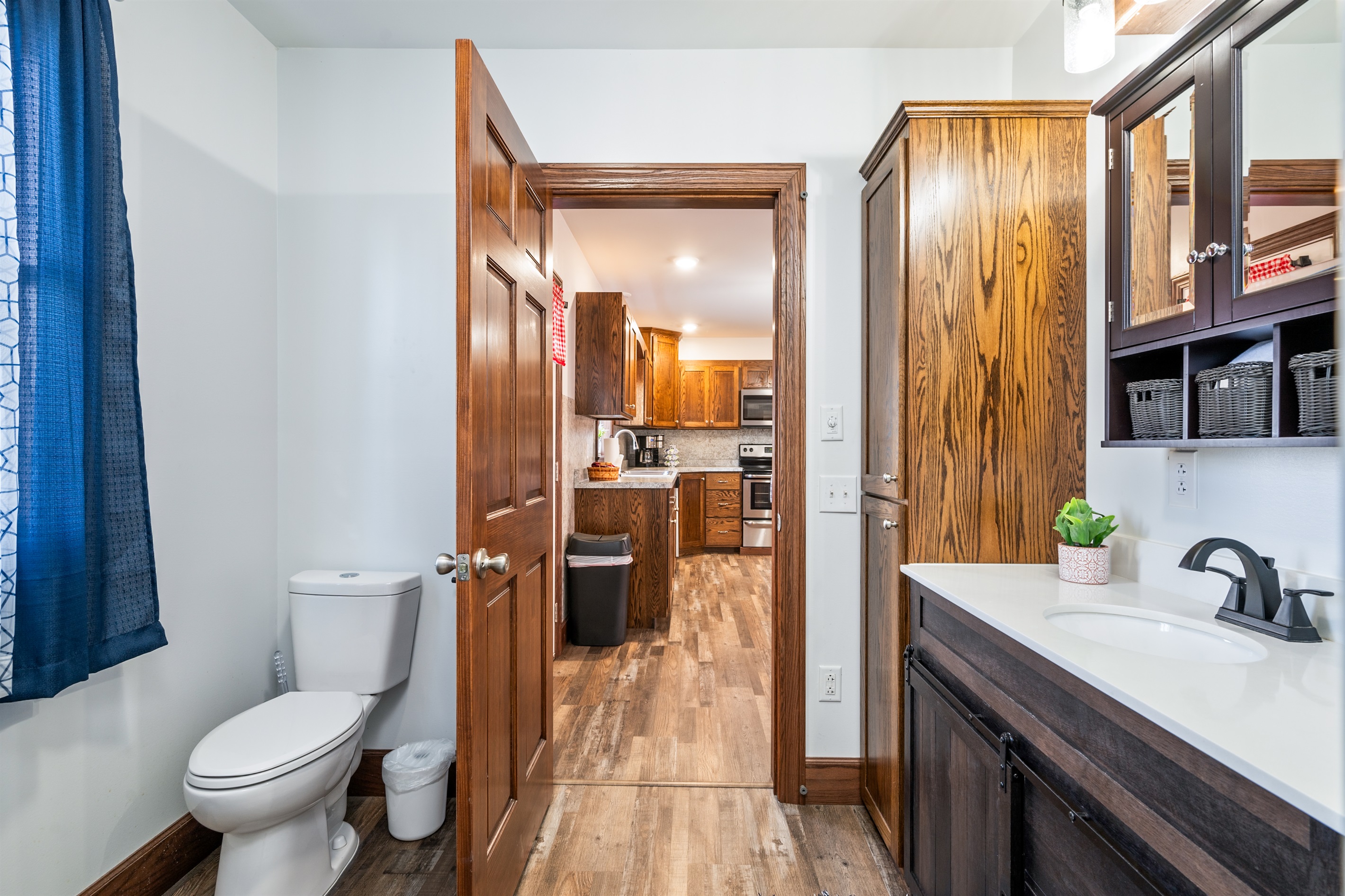 Full bathroom with shower and tub, conveniently located for guest use.