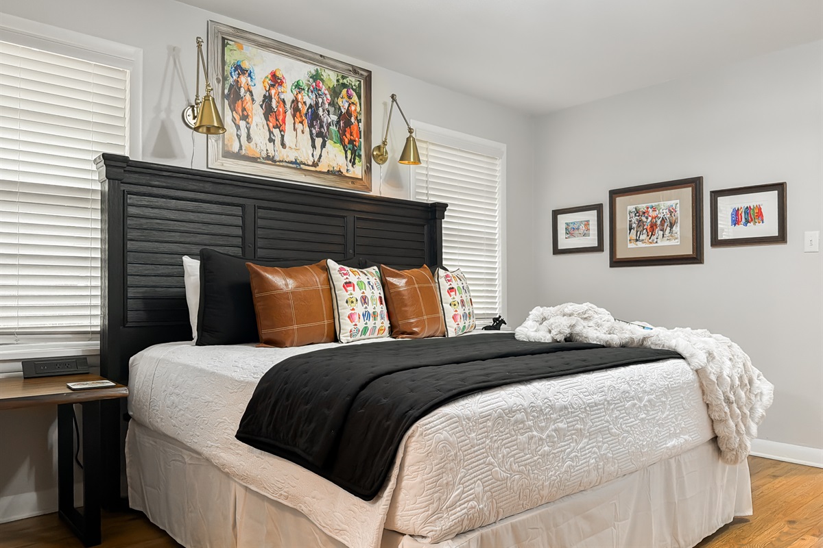 With a stylish and comfortable king bed.
