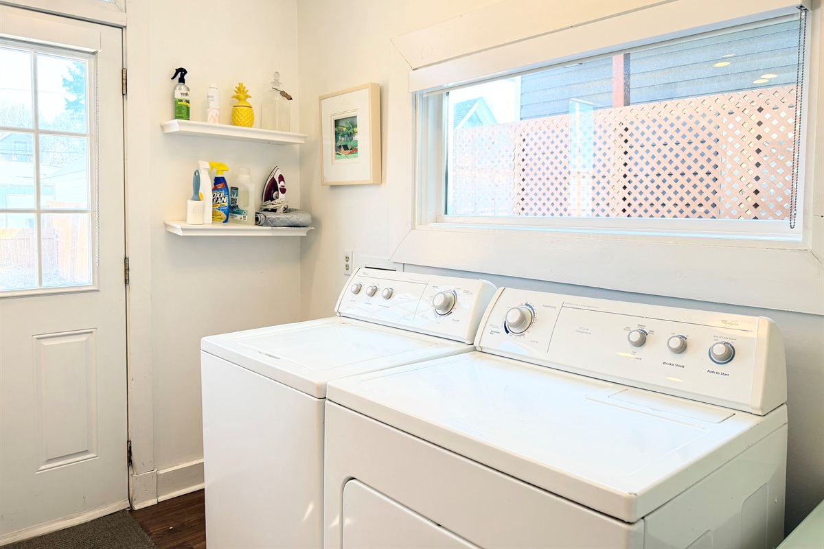 Convenient in-unit washer and dryer — perfect for longer stays or light packing.