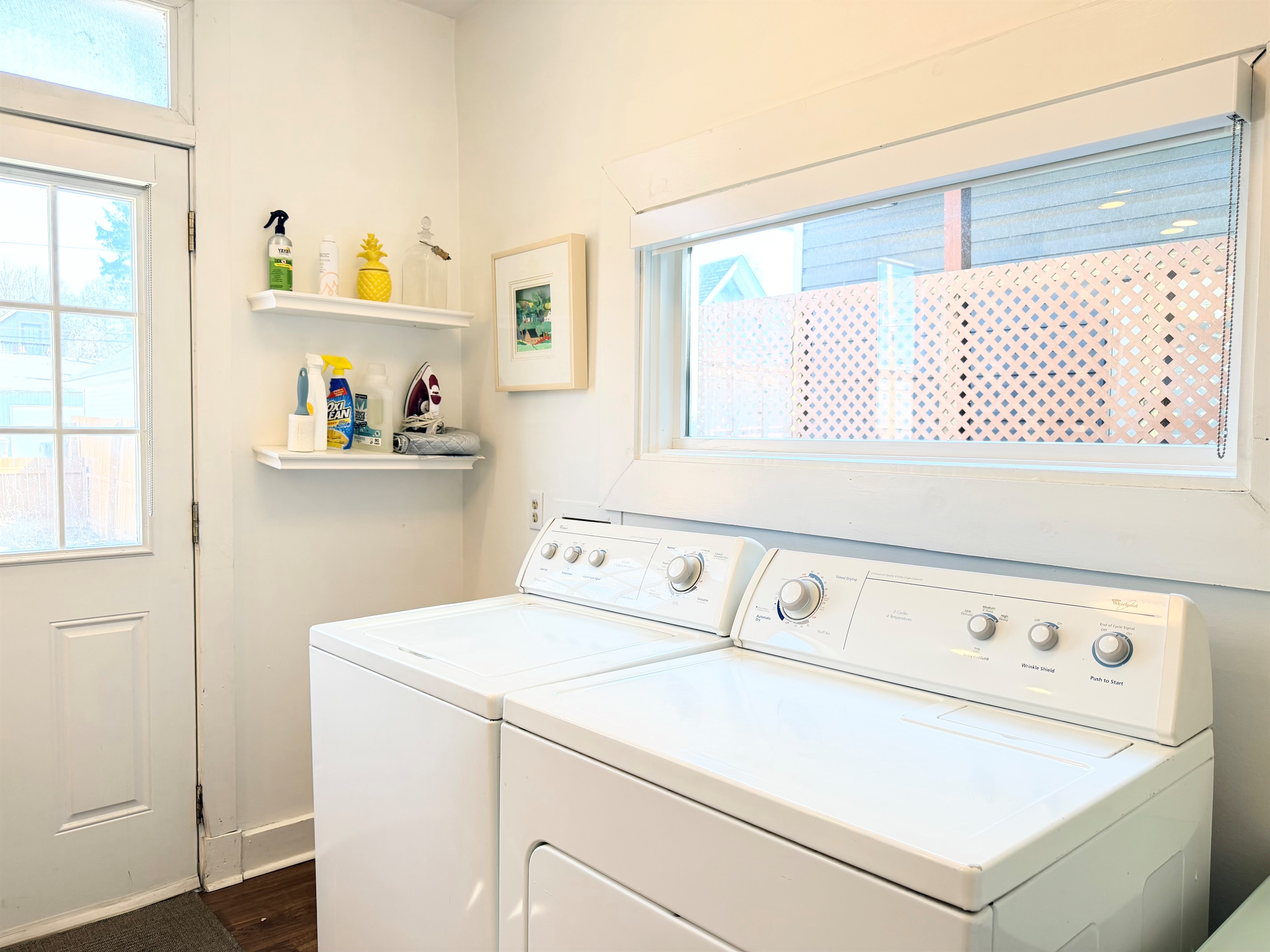Convenient in-unit washer and dryer — perfect for longer stays or light packing.