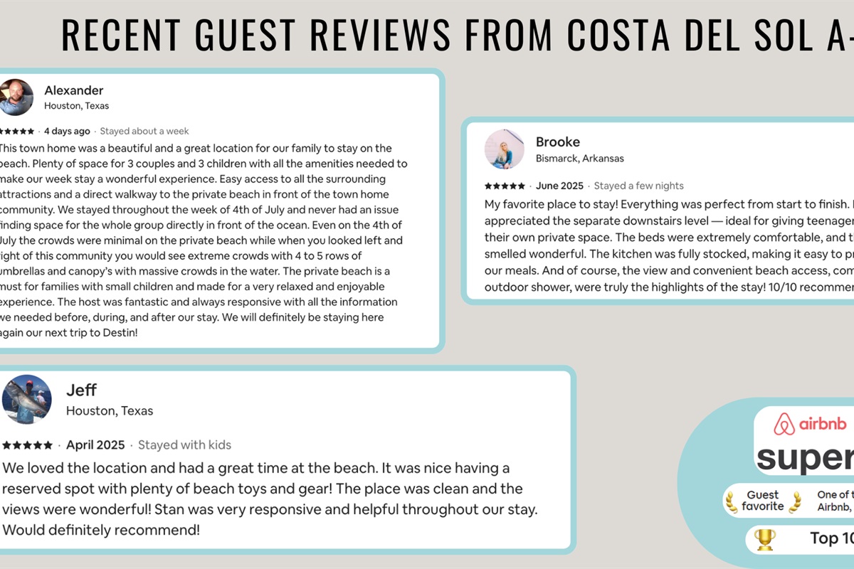 Recent reviews from happy guests show that you are in good hands!