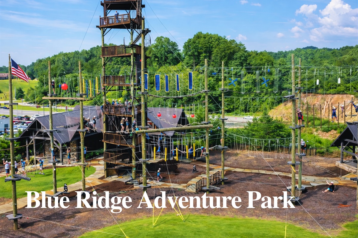 Soar through the treetops and conquer the ropes course at Blue Ridge Adventure Park!