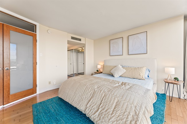 Comfortable king bed in master bedroom