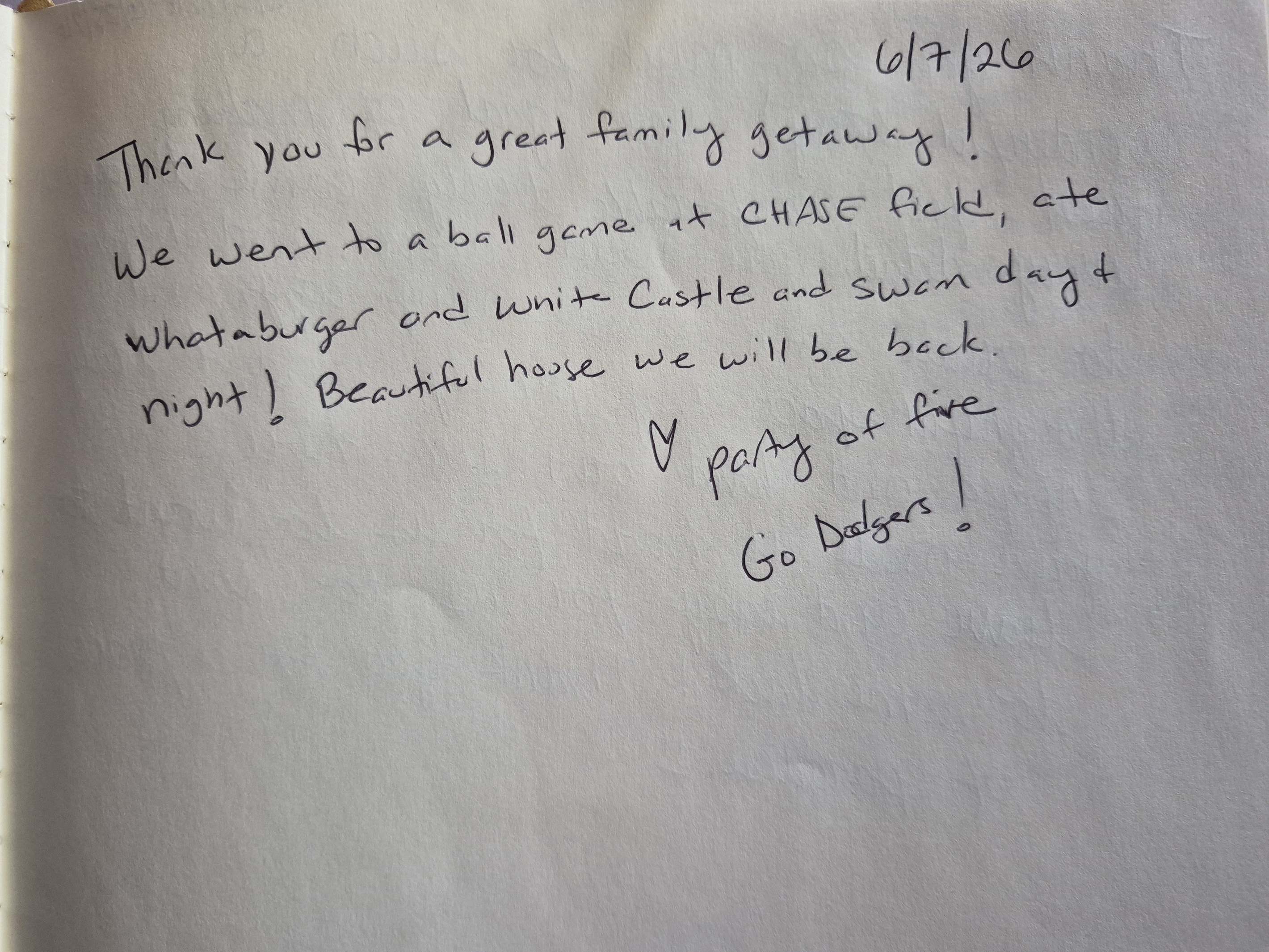 Guest's thoughtful reviews during their stay