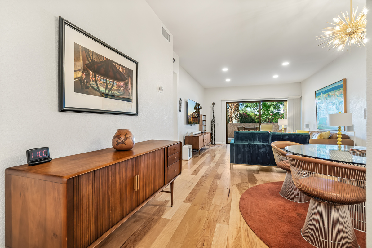 Dining area facing living room