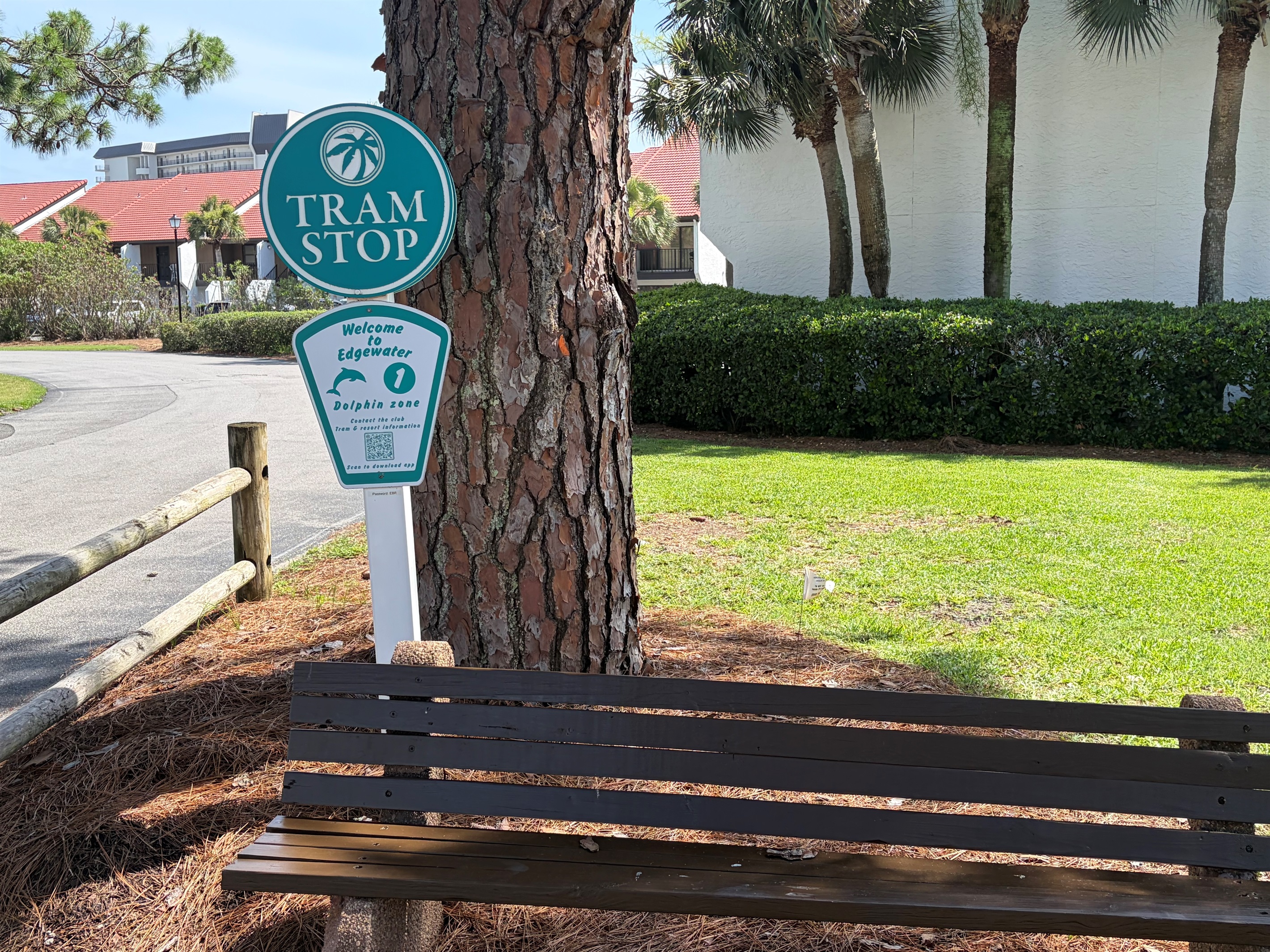 Tram stop just to the right of the villa by the heated pool