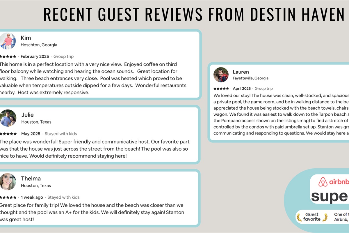 Recent reviews from happy guests show that you are in good hands!