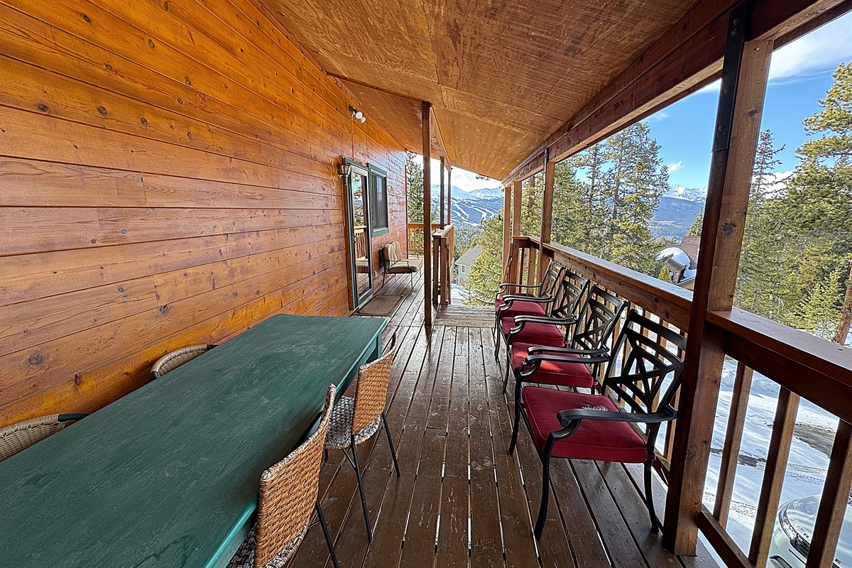 Large covered area of wrap-around deck on north side of home.