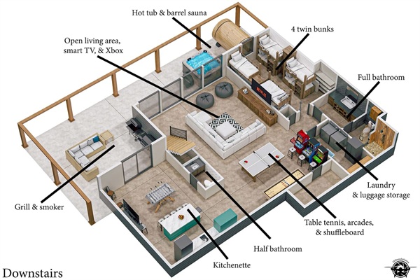3D floor plan - downstairs