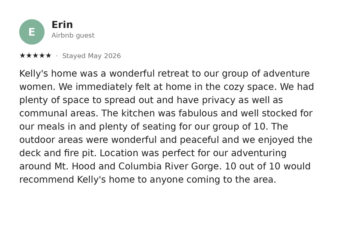A real five-star guest review — one of 140+ at 4.97 stars.