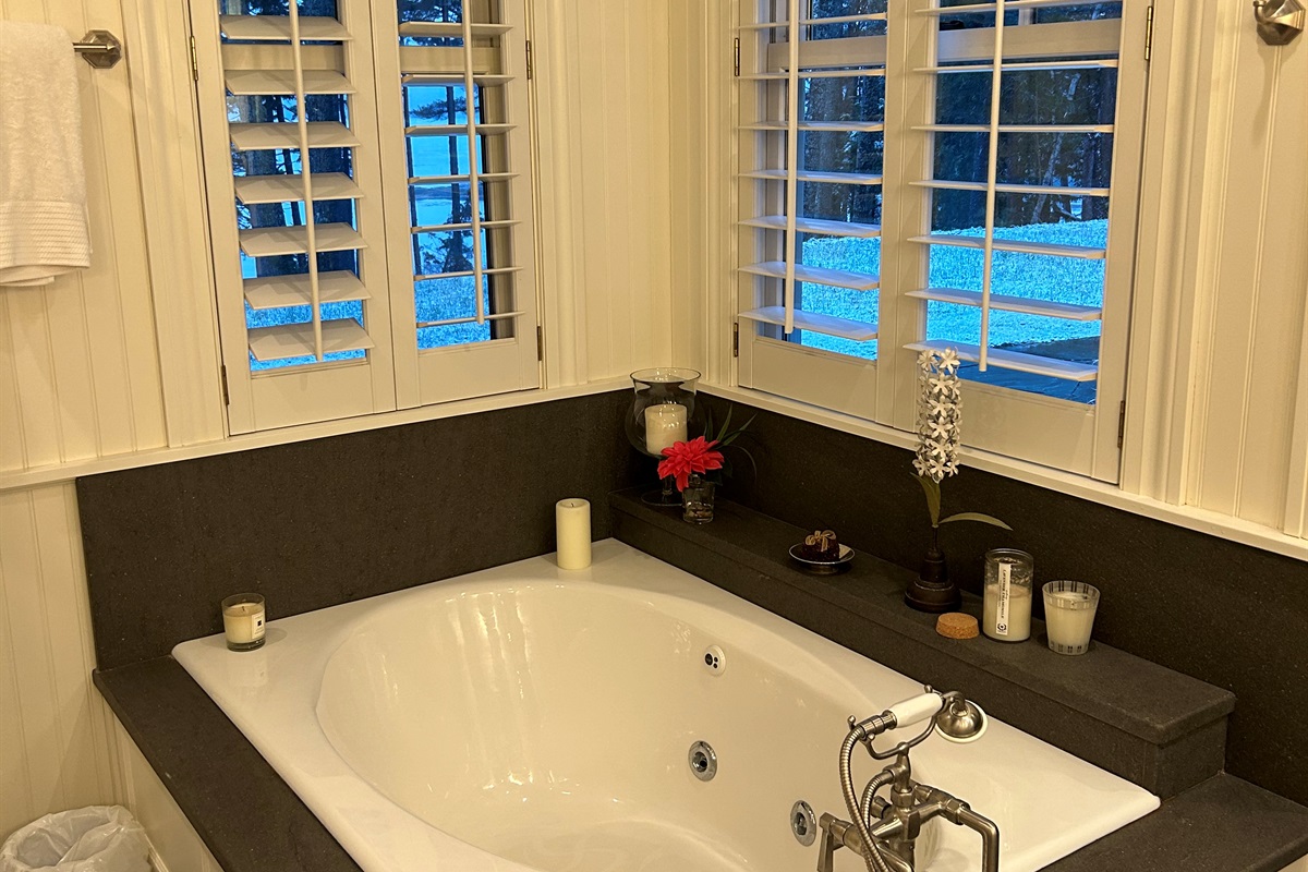Primary suite, whirlpool tub, water views! 