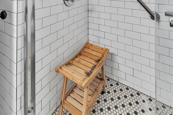 Wash your troubles away in the spacious walk-in shower!