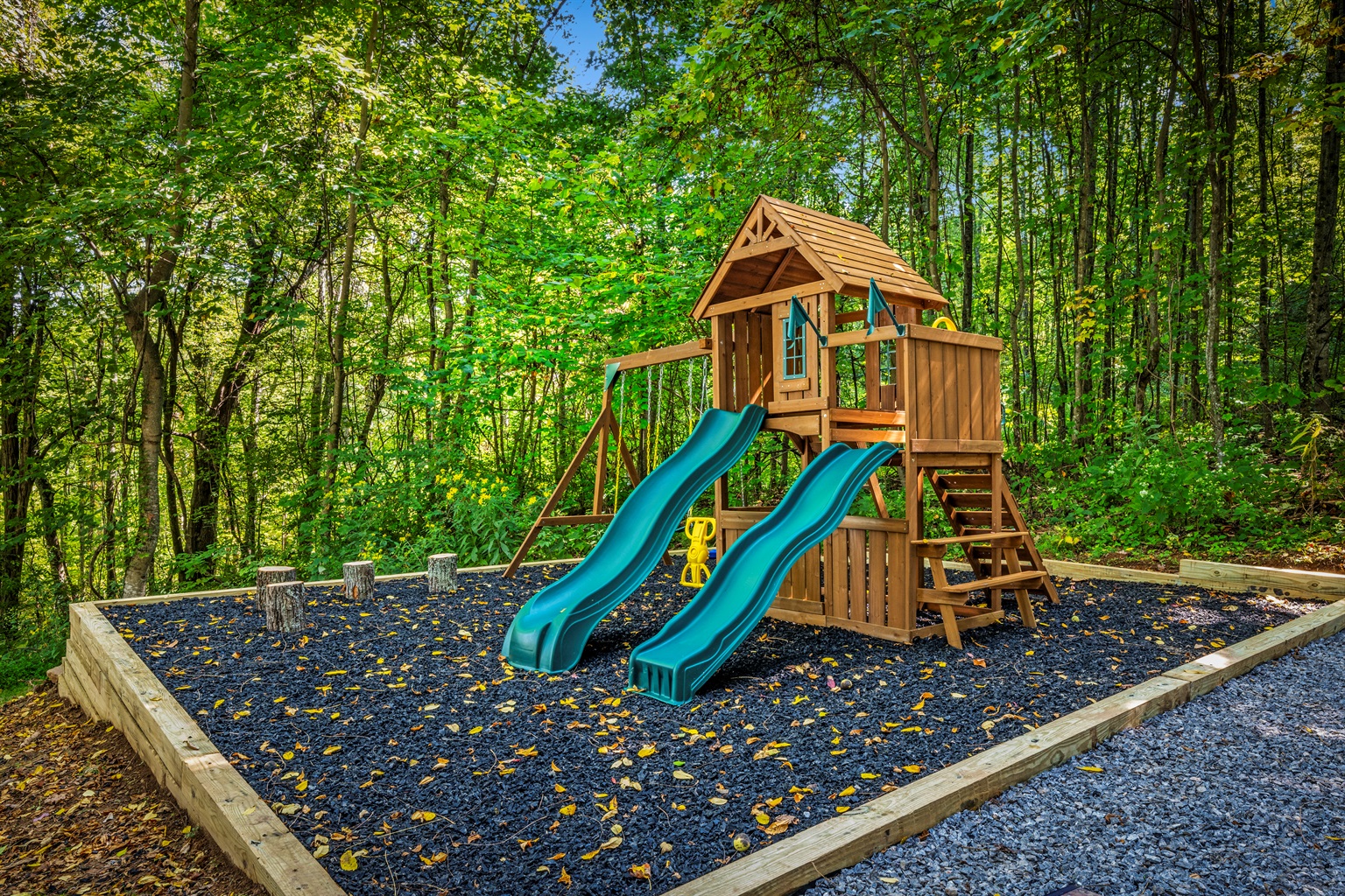 🛝 Two slides = double the fun. Built for big adventures (and big naps after). Safe, shaded, and surrounded by nature.