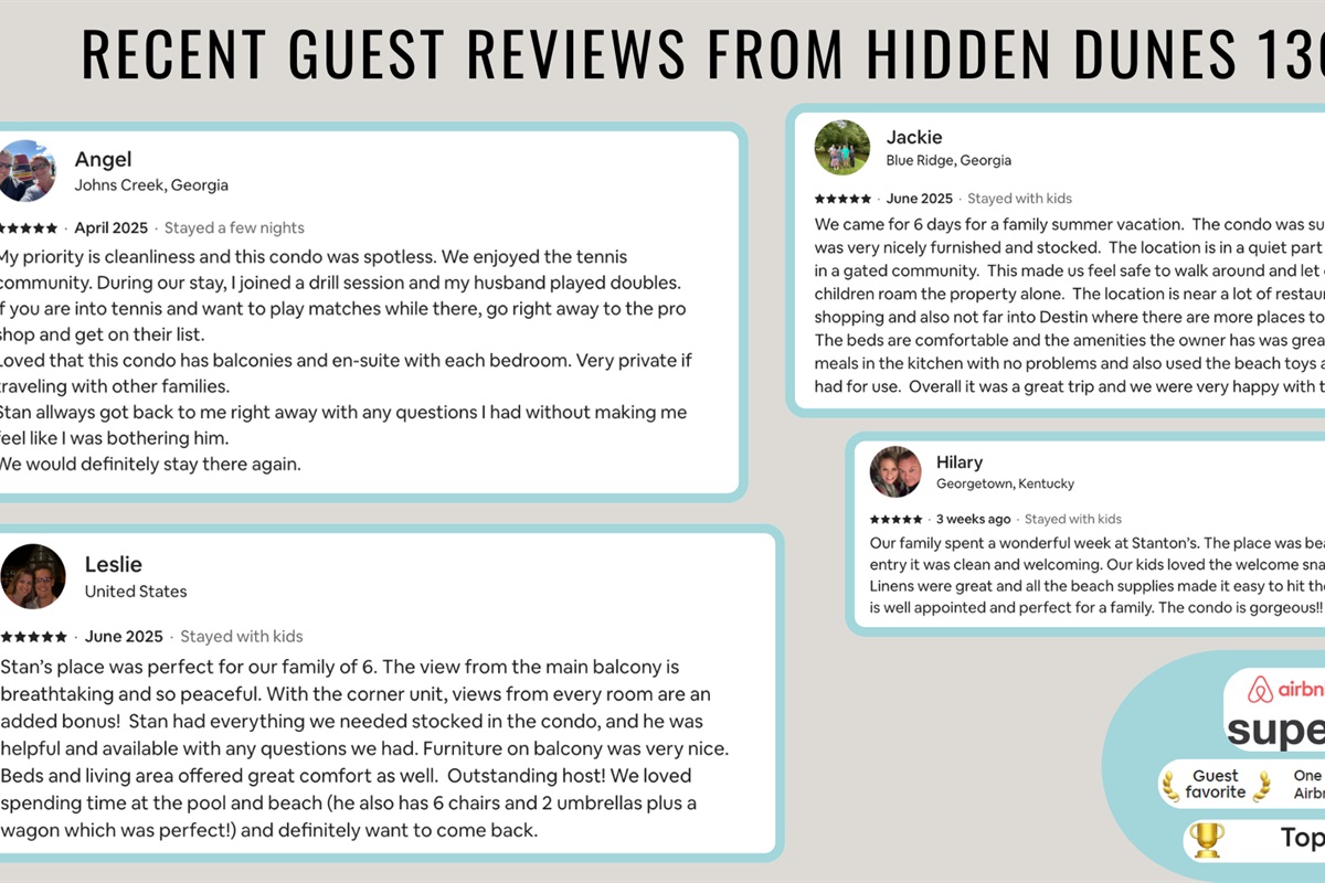 Recent reviews from happy guests show that you are in good hands!