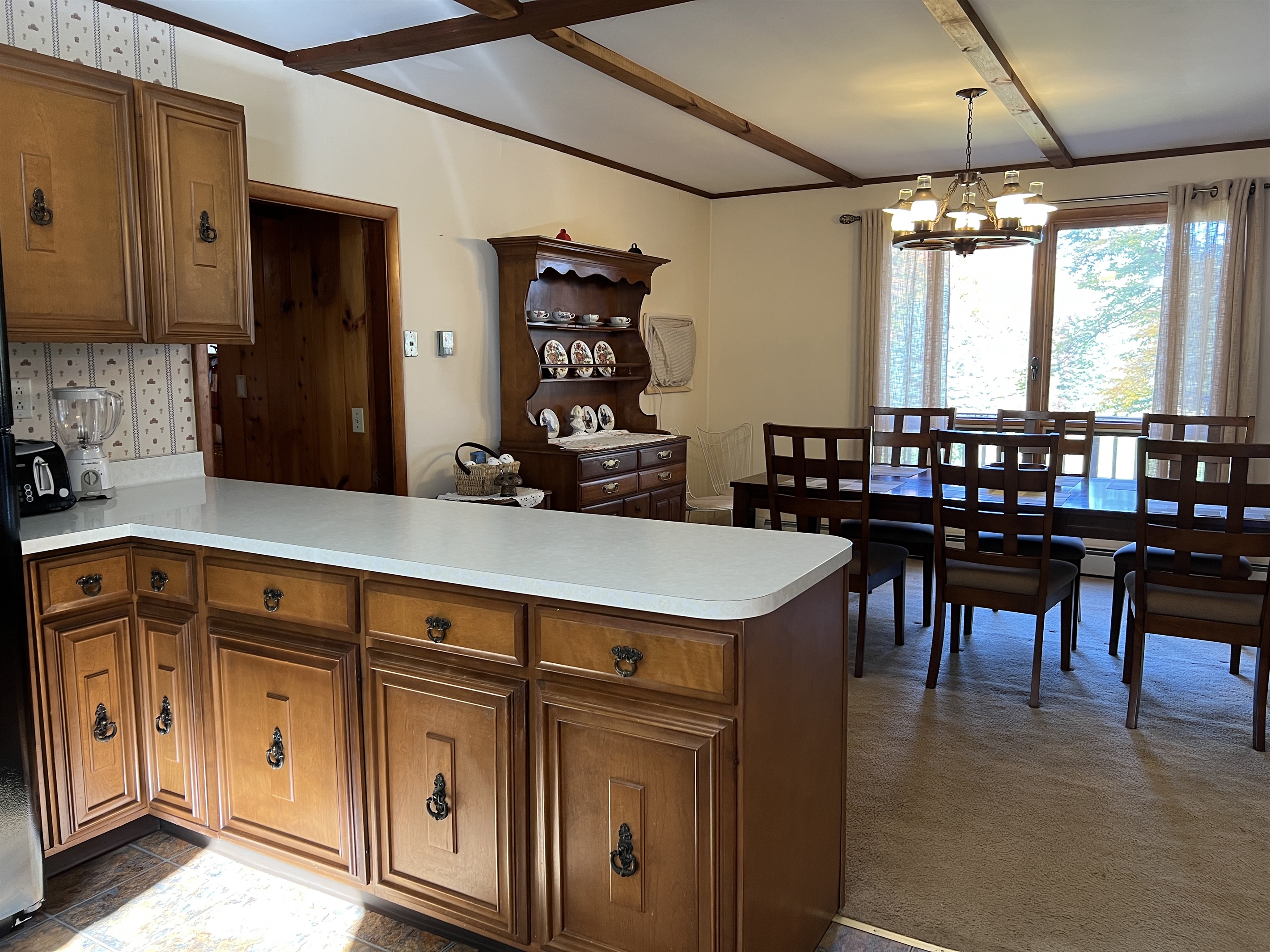 Kitchen into dining area