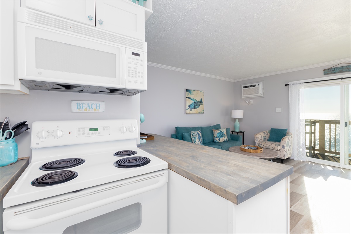 Ocean views visible from the kitchen