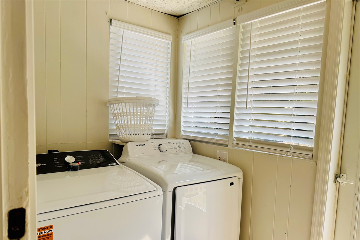 Laundry with full size Washer and Dryer.