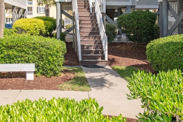 Access the beach and pool from the first floor porch.  