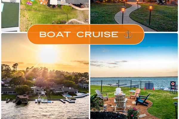Enjoy lakefront living at its finest—sunset views, cozy firepits, waterfront fun, and a relaxing boat cruise. The perfect blend of comfort and adventure awaits!