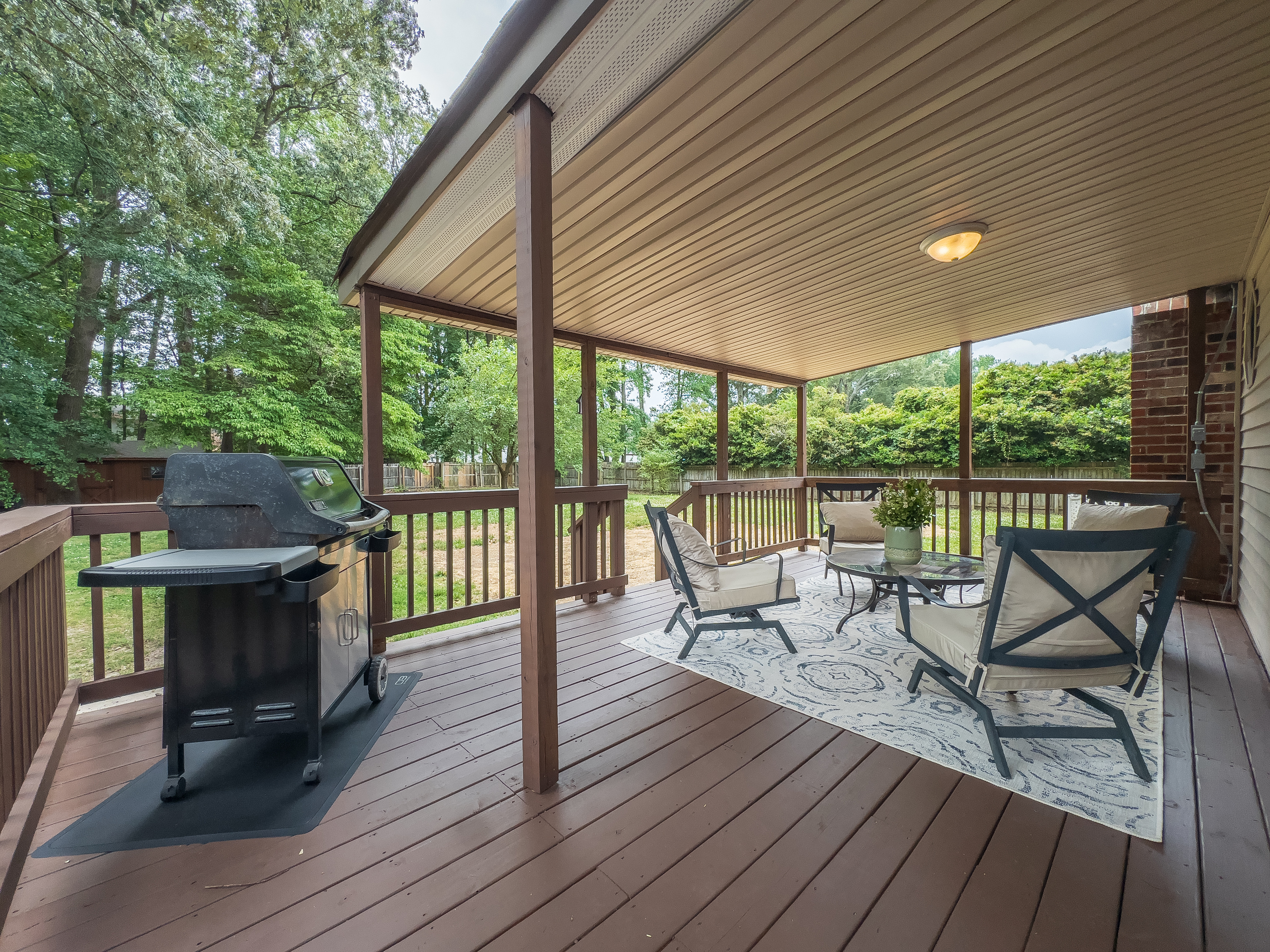 Outdoor grill and covered outdoor seating