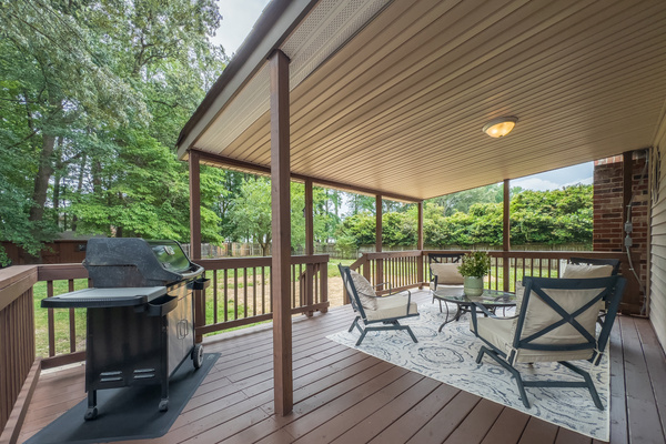 Outdoor grill and covered outdoor seating