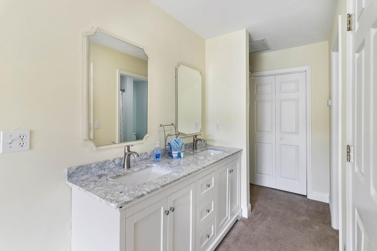 Find full-size and fully appointed &mdash; everything you need for two guests sharing this bath, without anything feeling rushed or cramped.