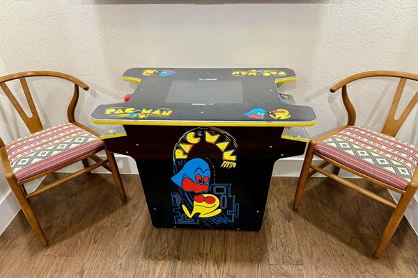 Fun times await on the arcade table in the bunk room