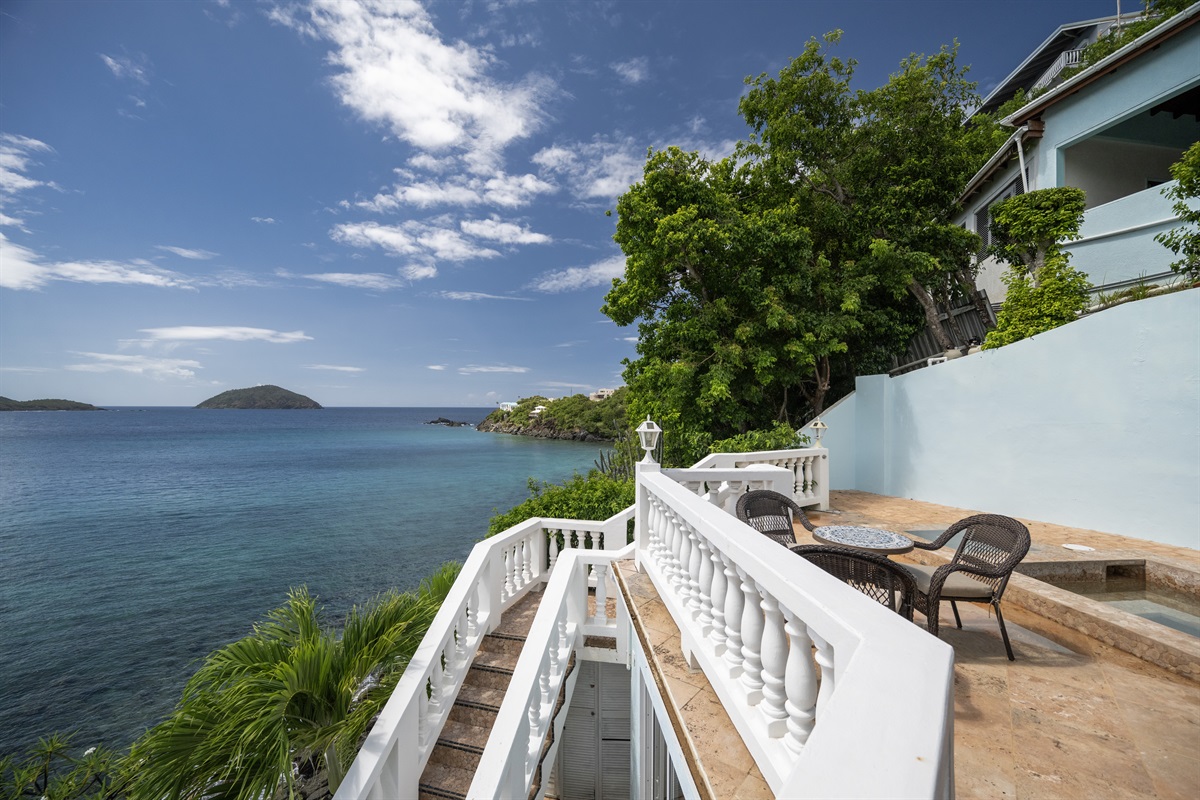 The hot tub off of the primary bedroom.