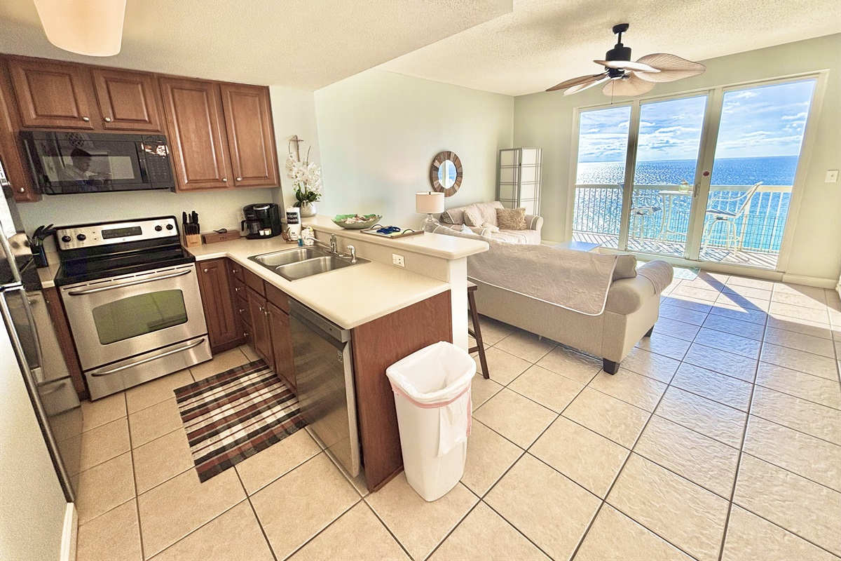 Open concept kitchen and living room