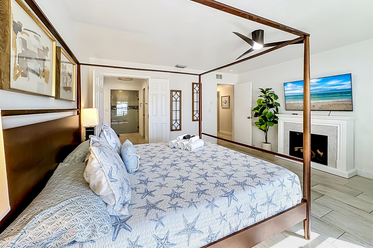 The master bedroom's also connected to a full ensuite bathroom, with a stand-in shower.