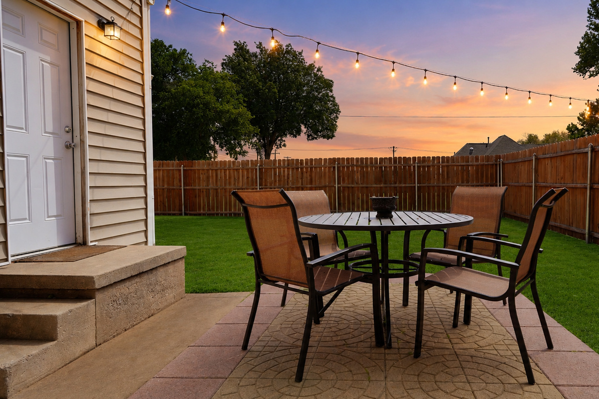 Patio Area with Edison Bulb Lighting
