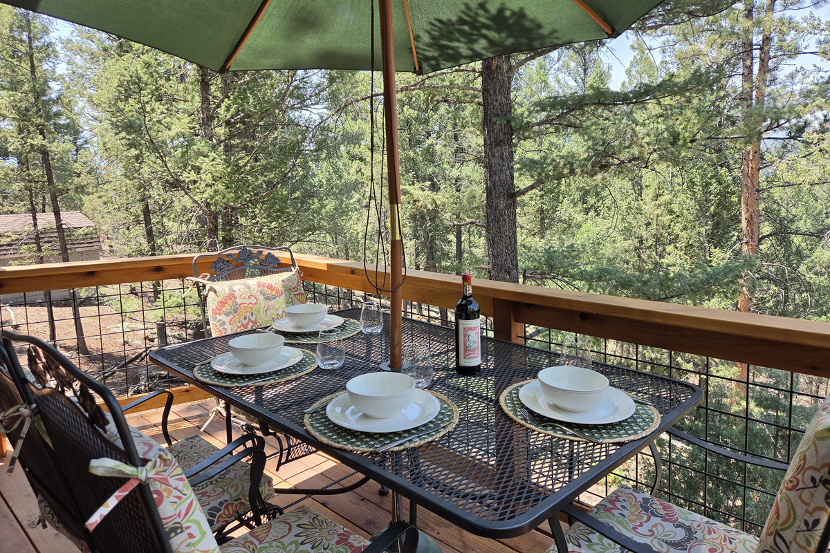 Outdoor dining in the middle of the woods