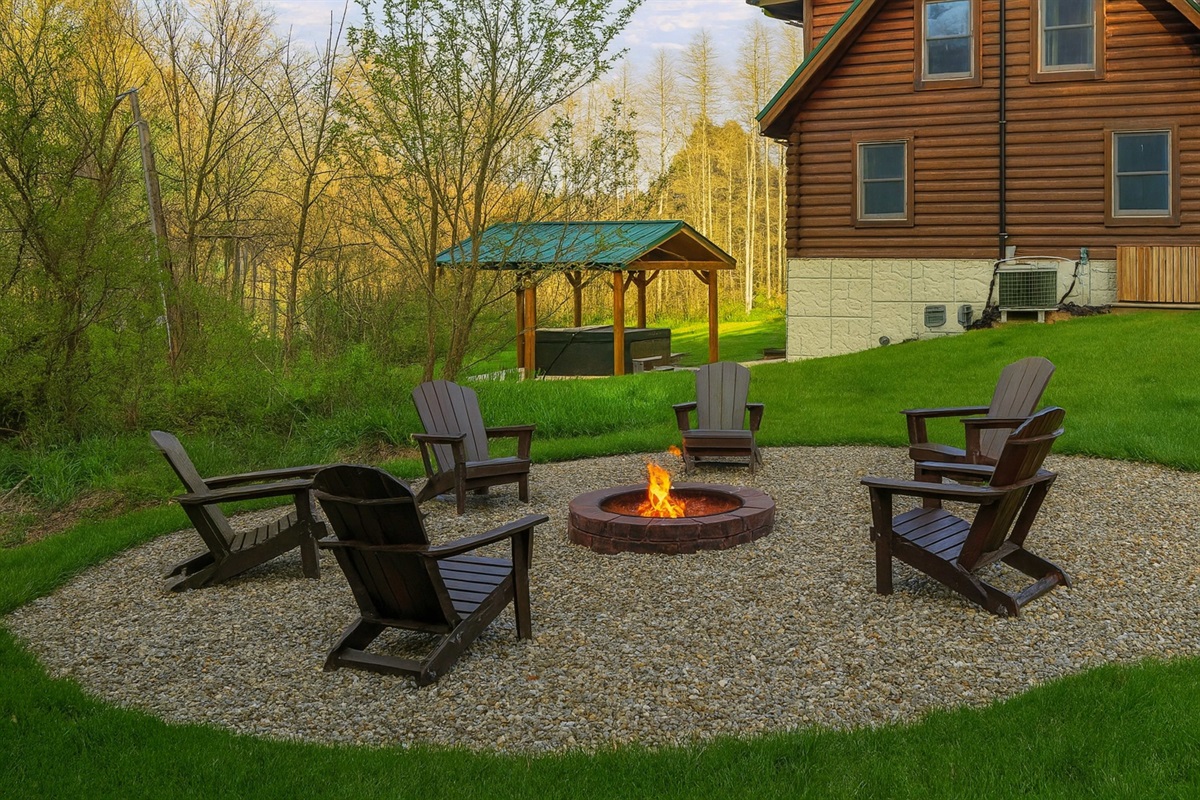 Keep warm around the firepit (seating for 6).