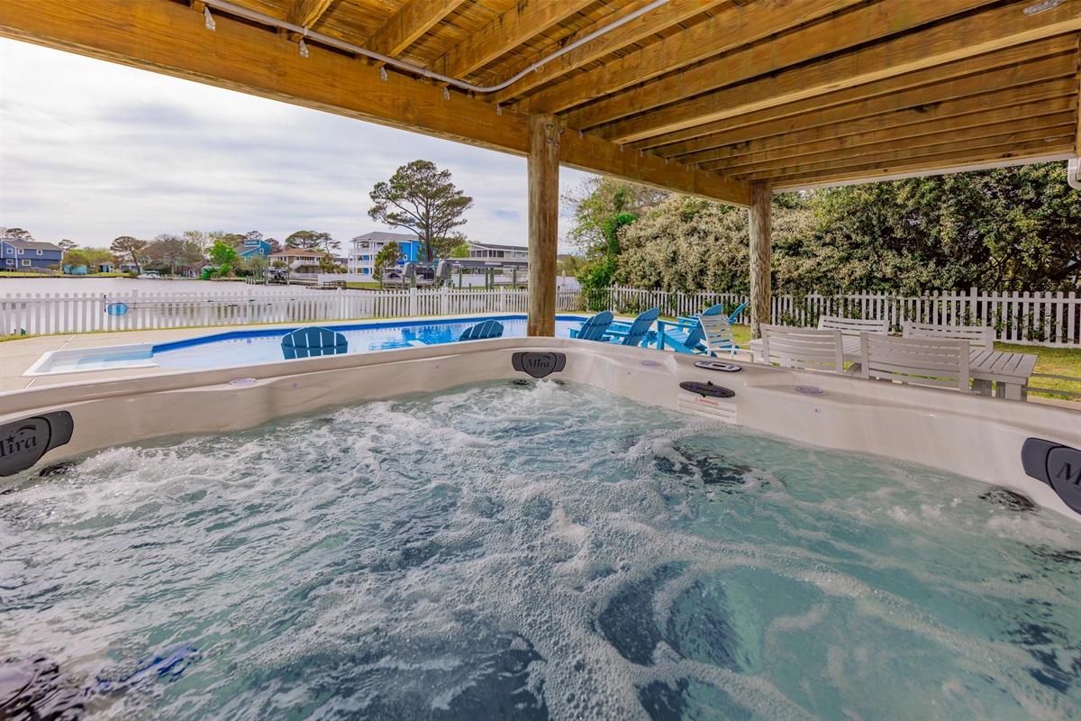 Enjoy bayside sunset views from the brand new hot tub!