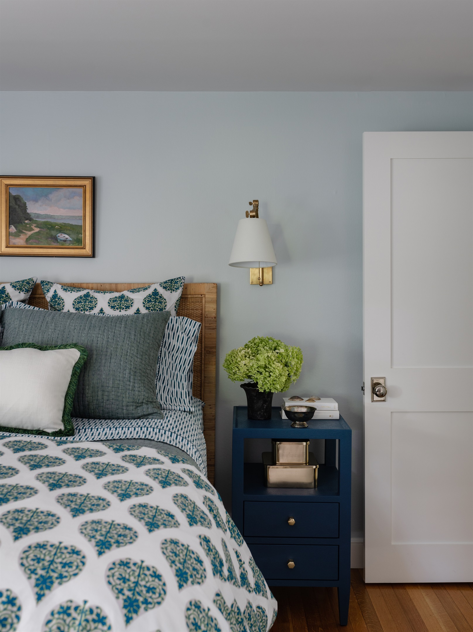 Comfortable queen bed in Bedroom 1, perfect for a good night’s sleep.