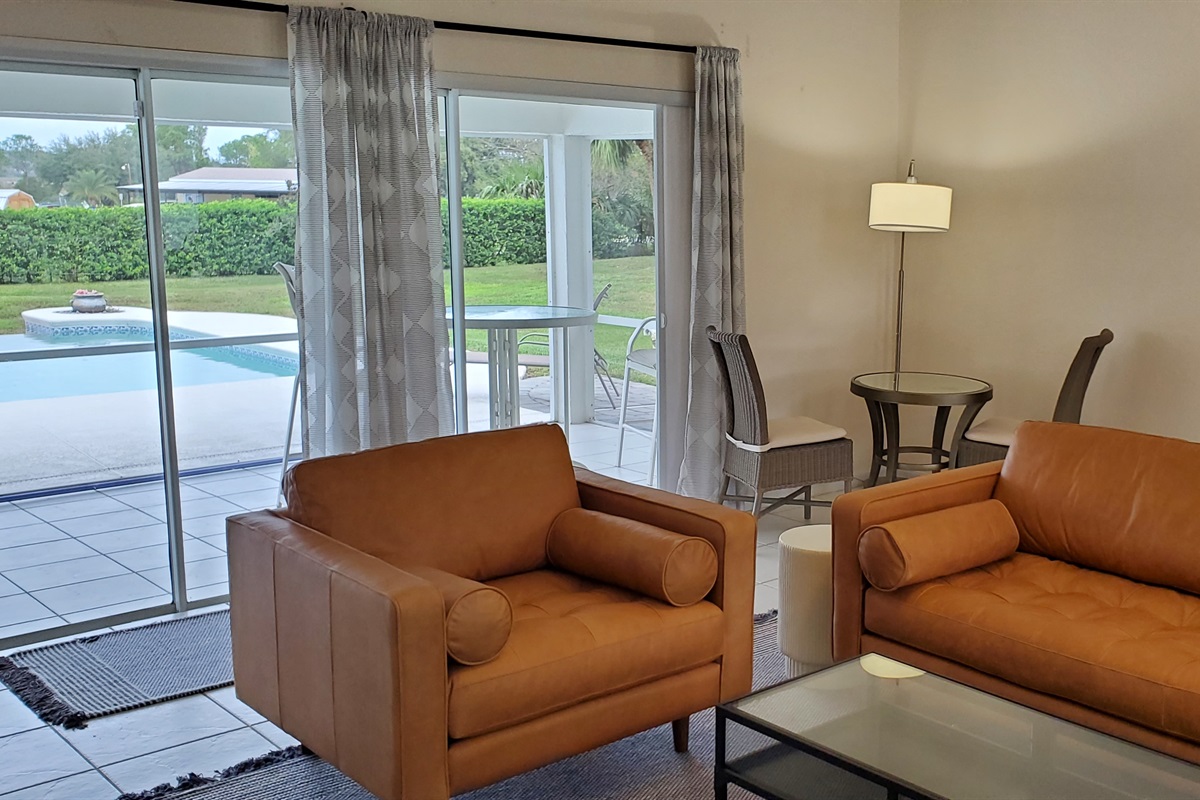Living Room, lanai and pool