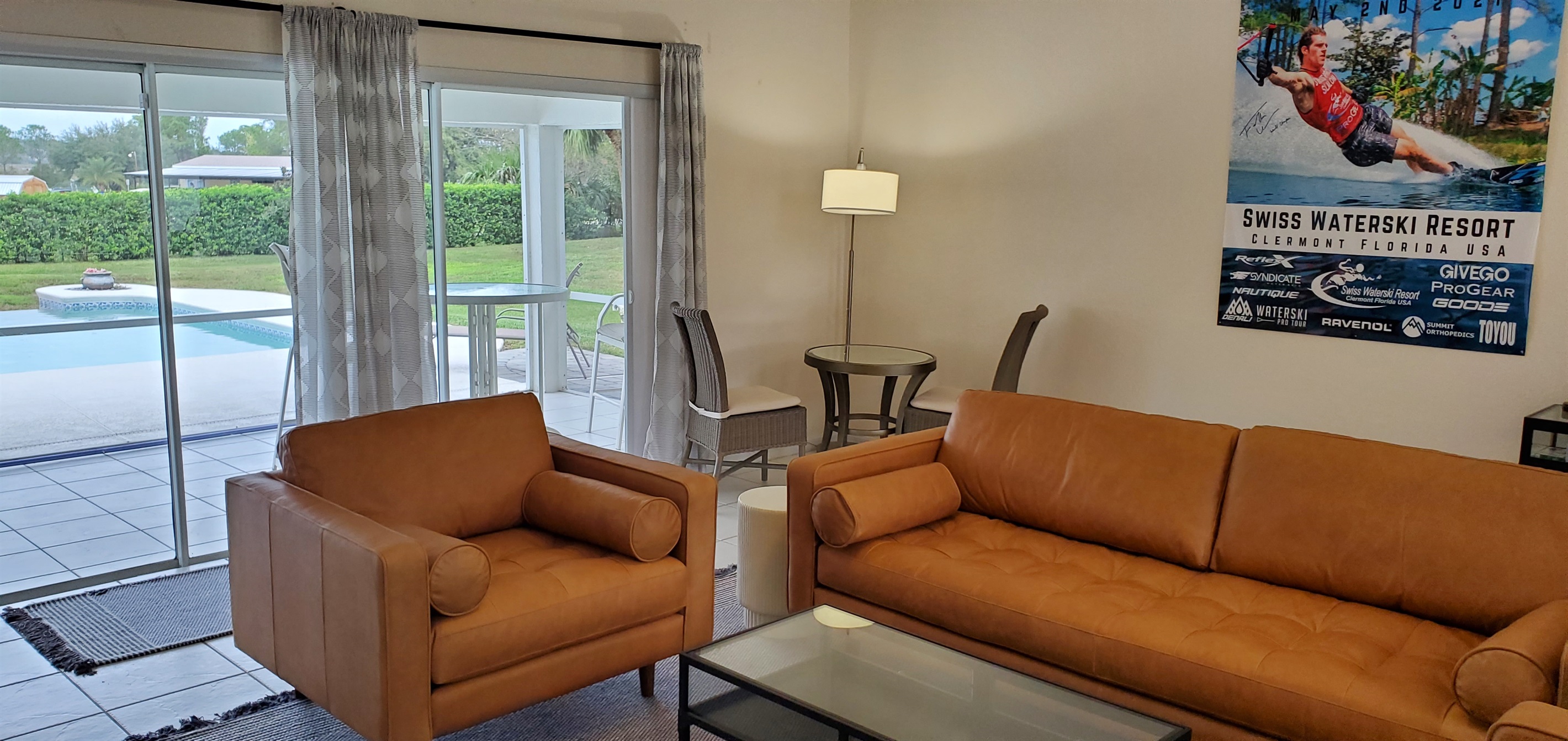 Living Room, lanai and pool