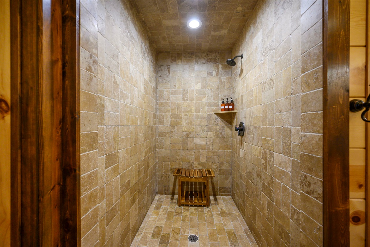 Large Walk-In Shower: 🚿 Spa-style shower moments after a day outdoors
