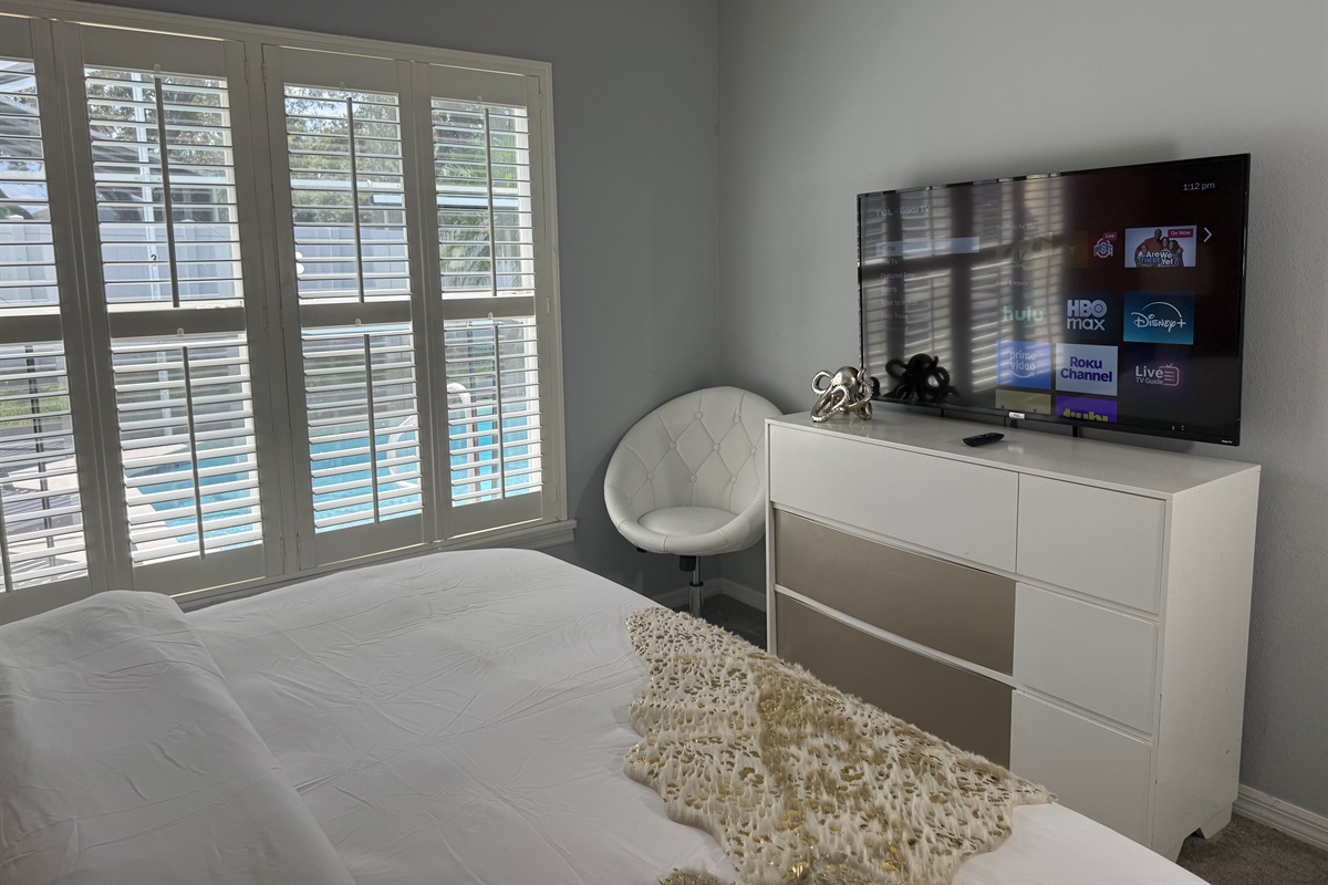 Experience premium in-room entertainment with 50” smart TVs in every bedroom