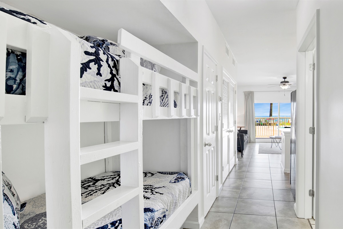Hallway bunk area with a wonderful view