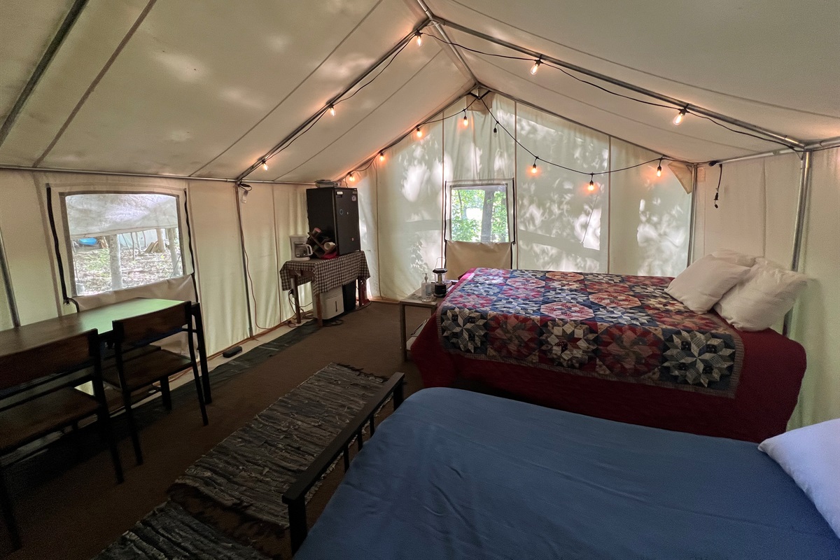Long view standing to the right side of the tent