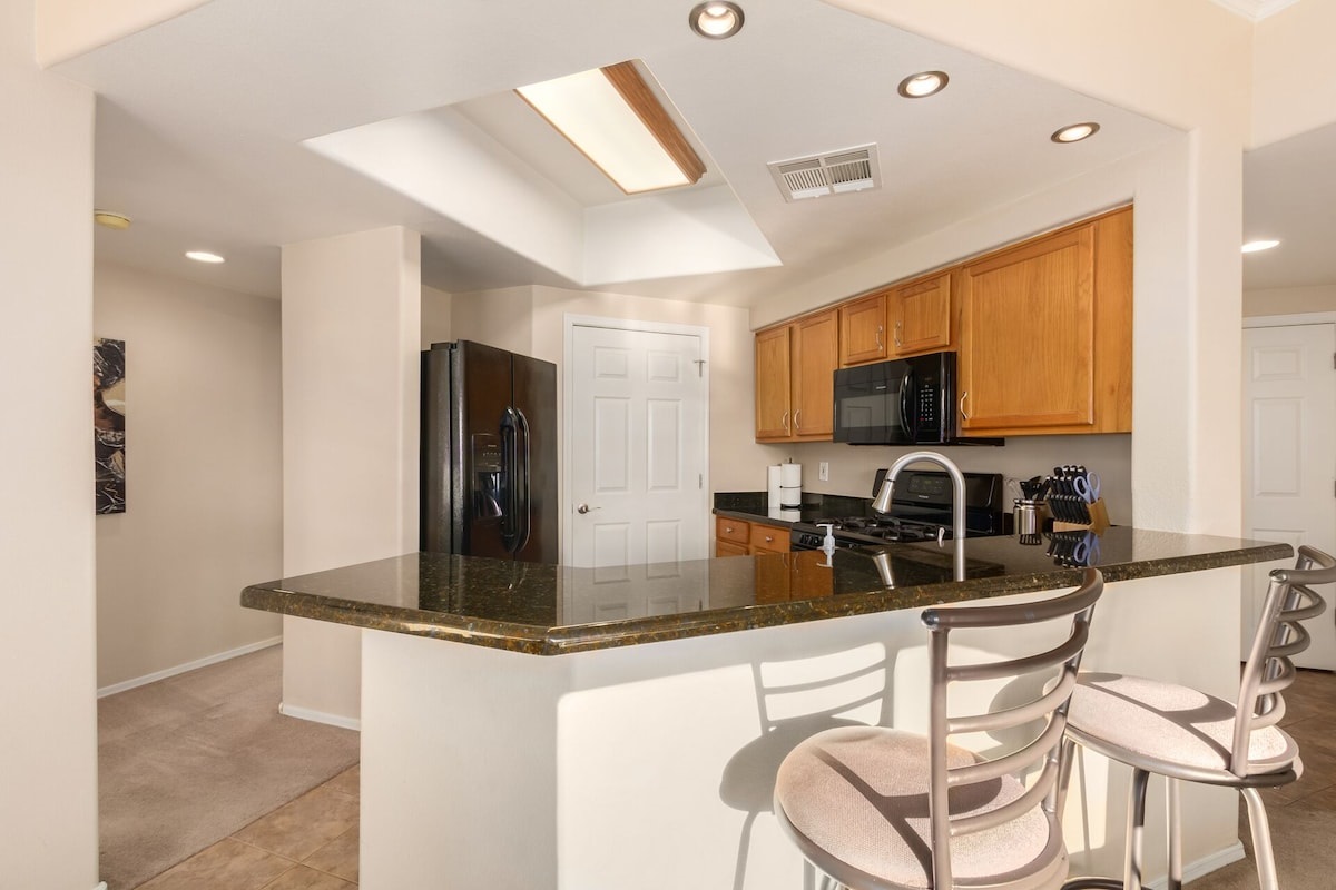 Seating for two more at the high bar.