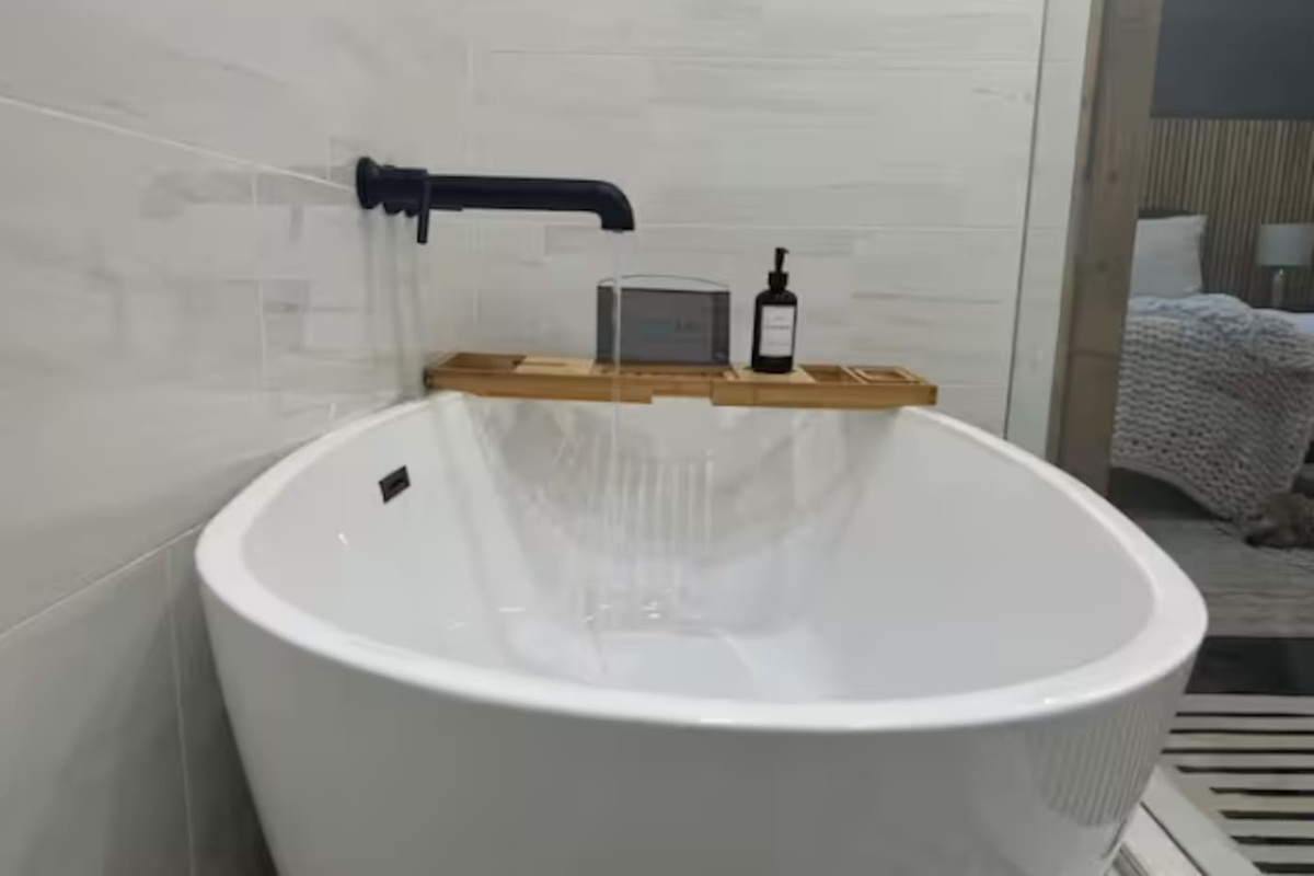 Relax and unwind in the soaking tub