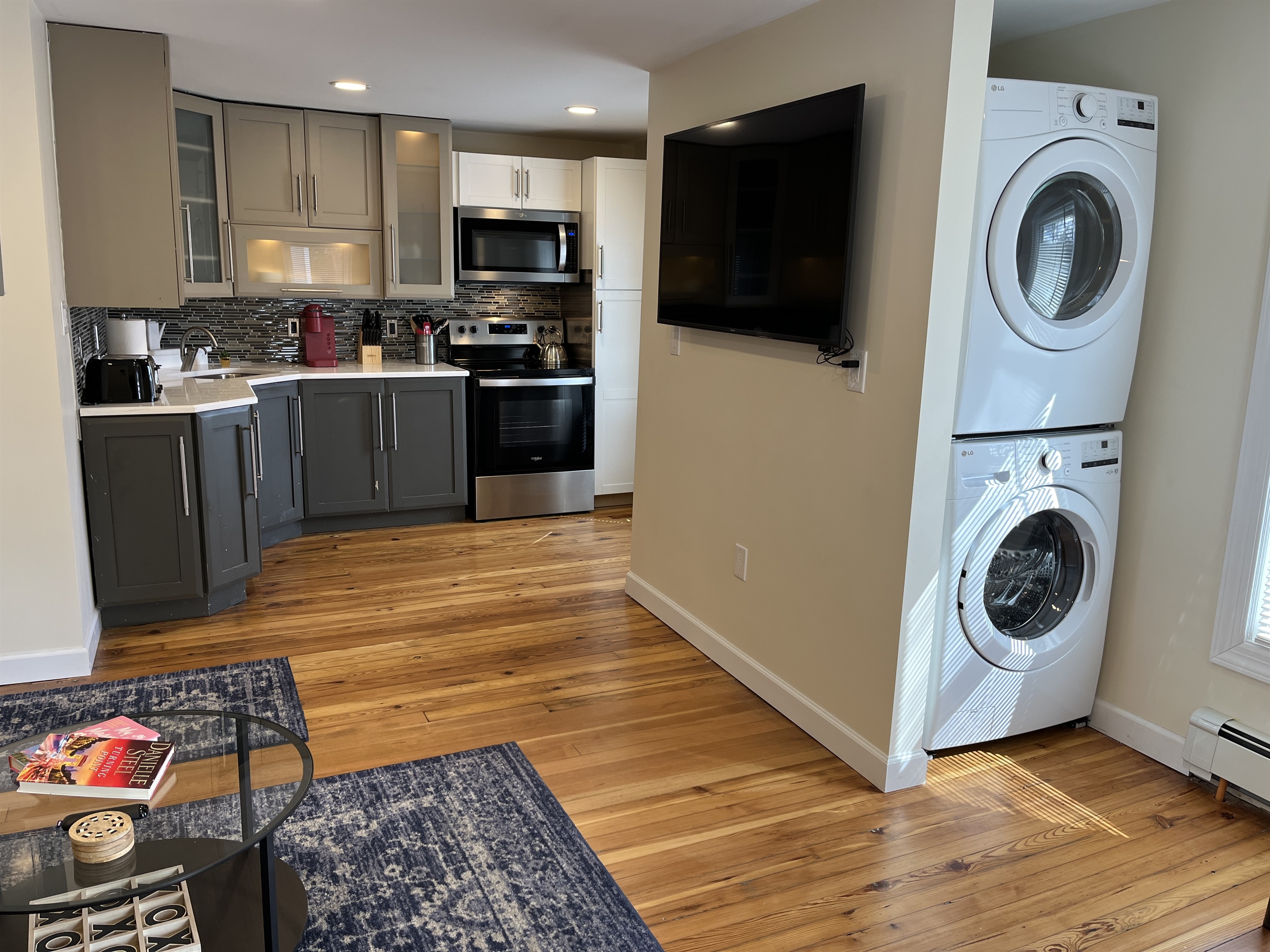 Stackable laundry conveniently located